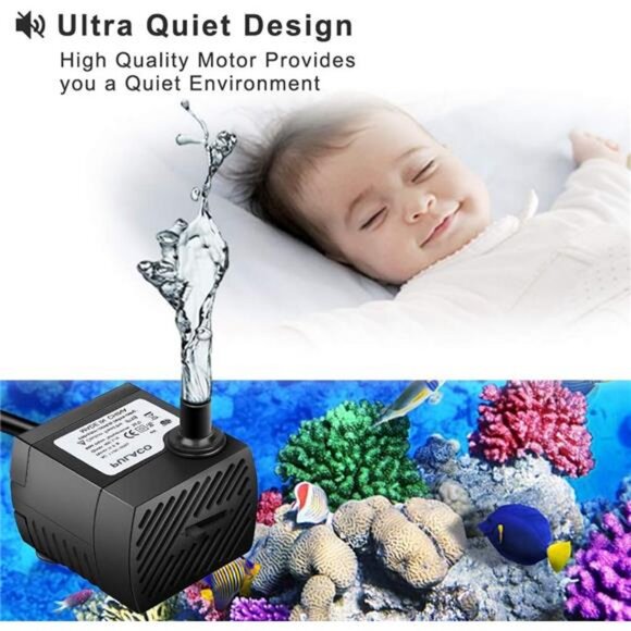 95GPH 5W Mini Submersible Water Pump for Aquarium Fish Tank, Pond, Fountain - Picture 2 of 7